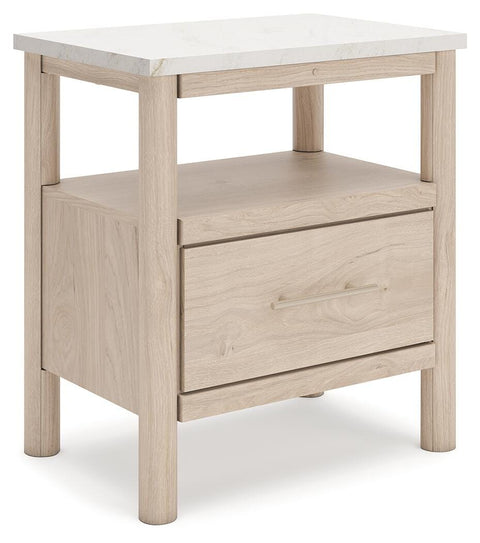 Cadmori Upholstered Panel Bed, Dresser, Mirror, Chest and 2 Nightstands