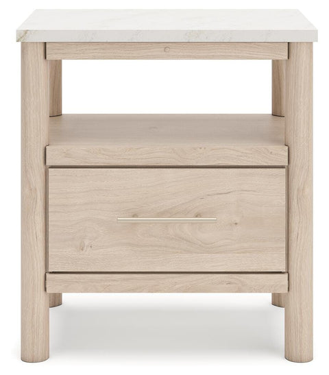 Cadmori Upholstered Panel Bed, Dresser, Mirror, Chest and 2 Nightstands
