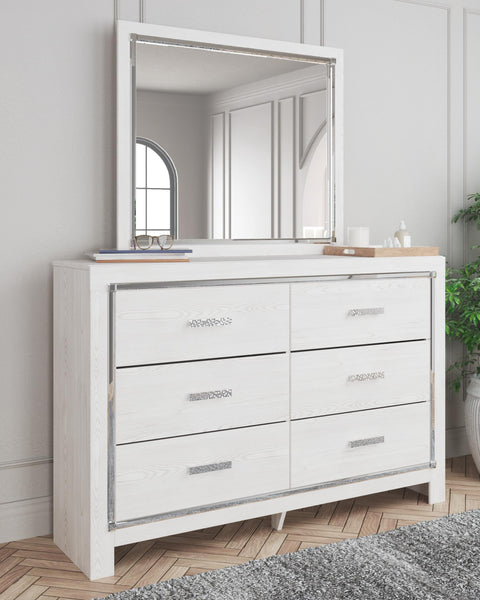 Altyra Upholstered Panel Bed, Dresser, Mirror, and Nightstand