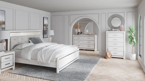 Altyra Panel Headboard with Mirrored Dresser, Chest and Nightstand