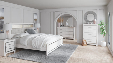 Altyra Panel Bookcase Bed with Mirrored Dresser and 2 Nightstands
