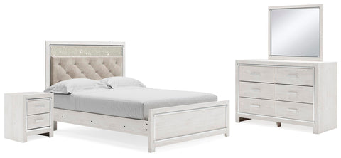 Altyra Upholstered Panel Bed, Dresser, Mirror, and Nightstand