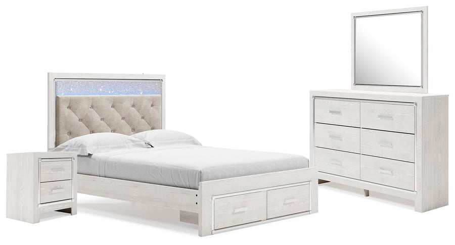 Altyra Panel Storage Bed with Mirrored Dresser and Nightstand