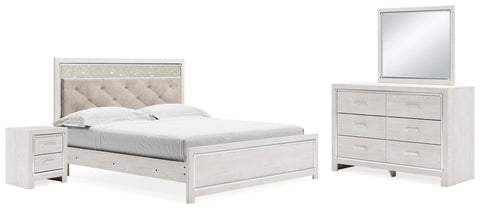 Altyra Upholstered Panel Bed, Dresser, Mirror, and Nightstand