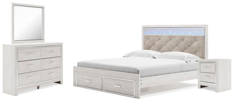 Altyra Panel Storage Bed with Mirrored Dresser and Nightstand