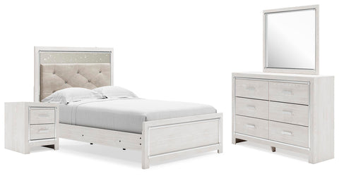 Altyra Upholstered Panel Bed, Dresser, Mirror, and Nightstand