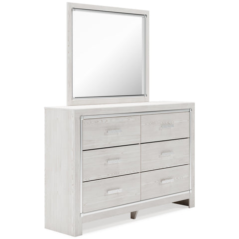 Altyra Panel Headboard with Mirrored Dresser and 2 Nightstands
