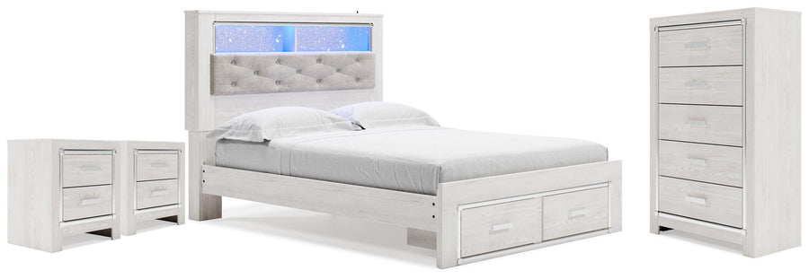 Altyra Bookcase Storage Bed, Chest and 2 Nightstands