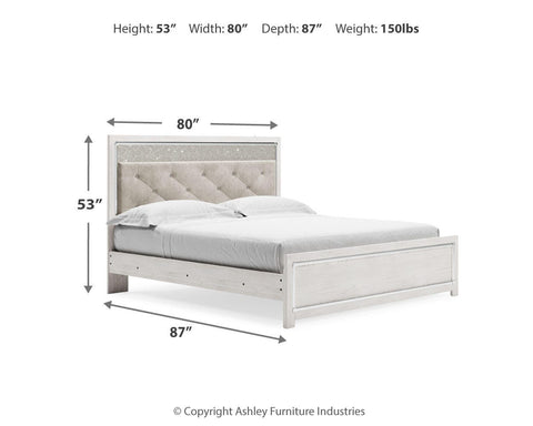 Altyra Upholstered Panel Bed, Dresser, Mirror, and Nightstand
