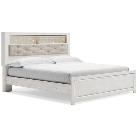 Altyra Panel Bookcase Bed with Mirrored Dresser and 2 Nightstands