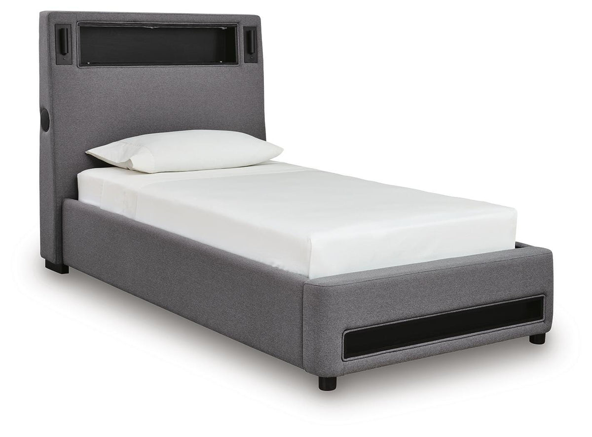 Finigale Upholstered Bed with Wireless Audio