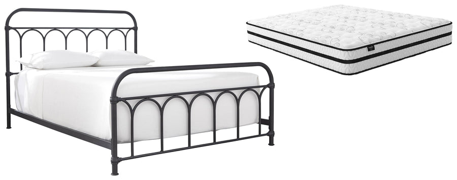 Nashburg Metal Bed with Chime 10" Hybrid Mattress in a Box