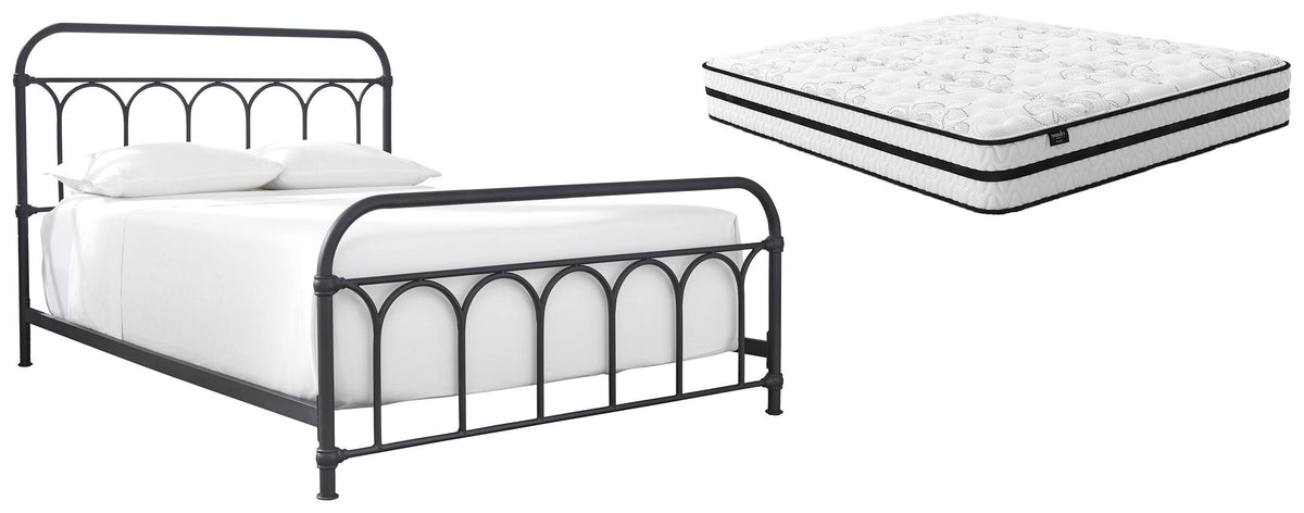 Nashburg Metal Bed with Chime 10" Hybrid Mattress in a Box