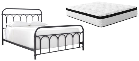Nashburg Metal Bed with Chime 12" Hybrid Mattress in a Box
