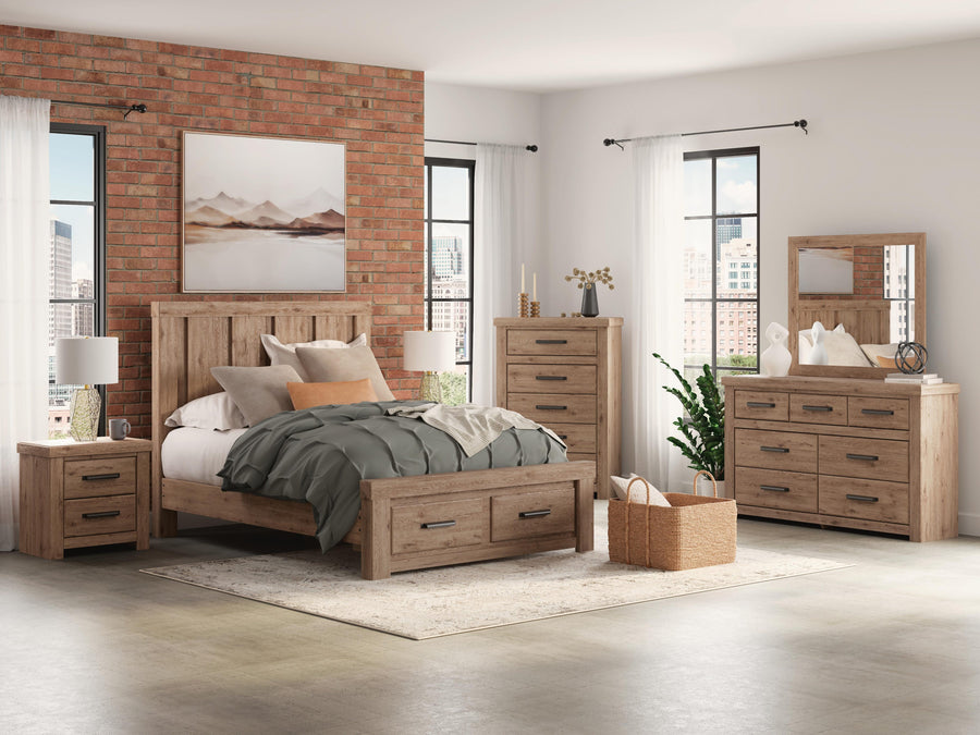 Oliandon Panel Storage Bed, Dresser, Mirror, Chest and Nightstand