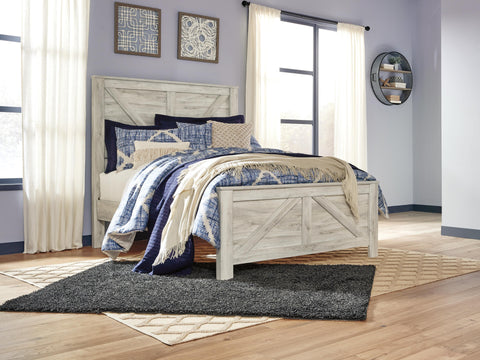 Bellaby Crossbuck Panel Bed with Mirrored Dresser and Chest