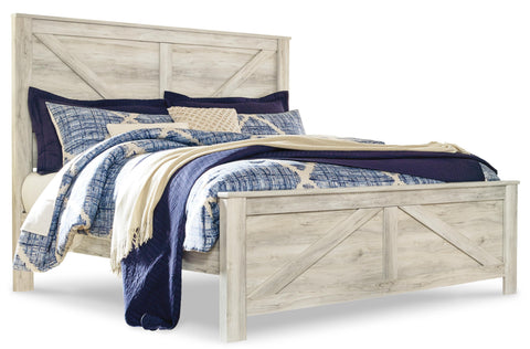 Bellaby Crossbuck Panel Bed with Mirrored Dresser, Chest and 2 Nightstands