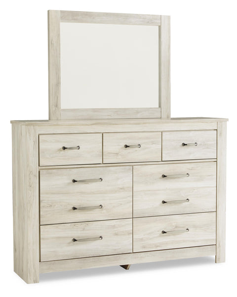 Bellaby Crossbuck Panel Bed with Mirrored Dresser, Chest and Nightstand