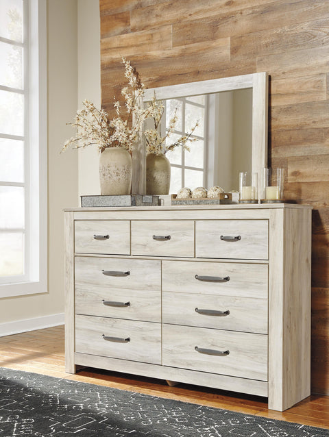Bellaby Crossbuck Panel Bed with Mirrored Dresser and Chest