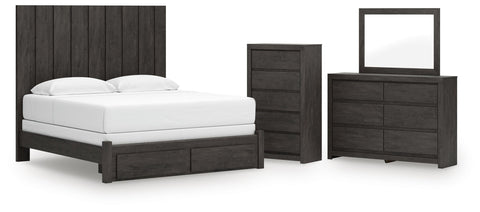 Fraluna Panel Storage Bed, Dresser, Mirror and Chest