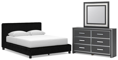 Zuraleus Upholstered Bed, Dresser and Mirror