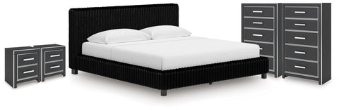 Zuraleus Upholstered Bed, 2 Chests and 2 Nightstands