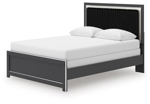 Zuraleus Upholstered Panel Bed, Dresser and Mirror