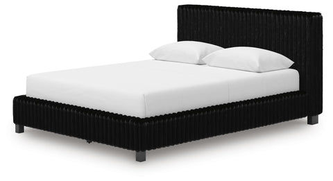 Zuraleus Upholstered Bed, Dresser, Mirror and Nightstand