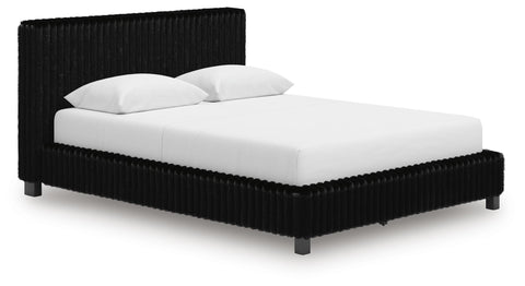 Zuraleus Upholstered Bed, Dresser, Mirror and Nightstand