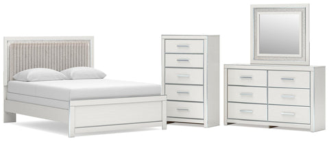 Zuraleus Upholstered Panel Bed, Dresser, Mirror and Chest