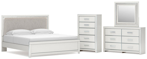 Zuraleus Upholstered Panel Platform Bed, Dresser, Mirror and Chest