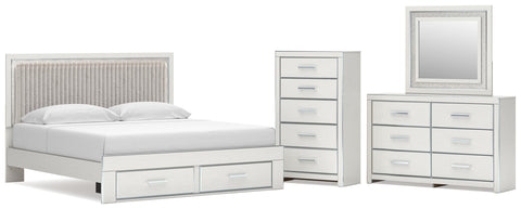 Zuraleus Upholstered Panel Platform Storage Bed, Dresser, Mirror and Chest