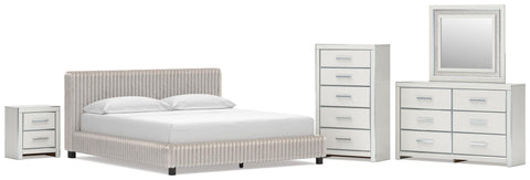 Zuraleus Upholstered Bed, Dresser, Mirror, Chest and Nightstand