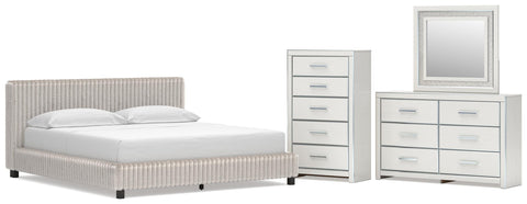 Zuraleus Upholstered Bed, Dresser, Mirror and Chest