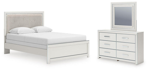 Zuraleus Upholstered Panel Bed, Dresser and Mirror