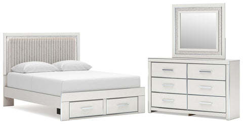 Zuraleus Upholstered Panel Platform Storage Bed, Dresser and Mirror