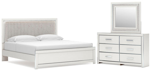 Zuraleus Upholstered Panel Platform Bed, Dresser and Mirror