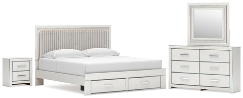 Zuraleus Upholstered Panel Platform Storage Bed, Dresser, Mirror and Nightstand