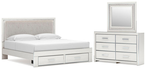 Zuraleus Upholstered Panel Platform Storage Bed, Dresser and Mirror