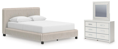 Zuraleus Upholstered Bed, Dresser and Mirror