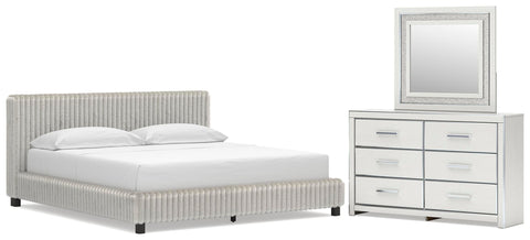 Zuraleus Upholstered Bed, Dresser and Mirror