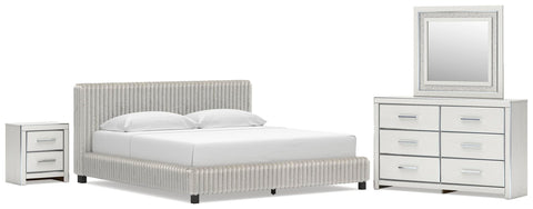 Zuraleus Upholstered Bed, Dresser, Mirror and Nightstand
