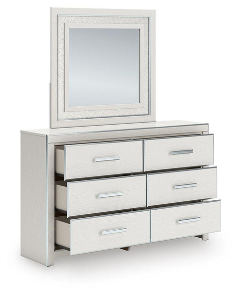 Zuraleus Upholstered Panel Platform Storage Bed, Dresser and Mirror