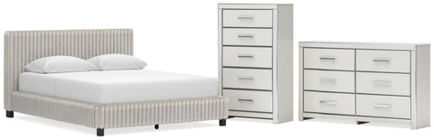 Zuraleus Upholstered Bed, Dresser and Chest