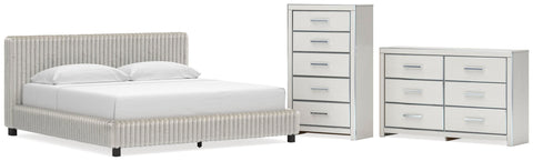 Zuraleus Upholstered Bed, Dresser and Chest