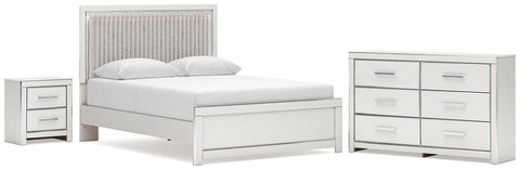 Zuraleus Upholstered Panel Platform Bed, Dresser and Nightstand
