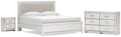 Zuraleus Upholstered Panel Bed, Dresser and Nightstand