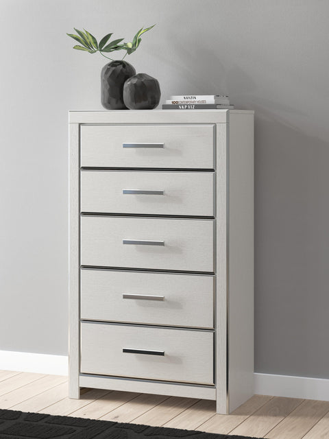Zuraleus Upholstered Bed, Dresser, Mirror, Chest and Nightstand