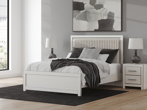 Zuraleus Upholstered Panel Platform Bed, Dresser, Mirror and Nightstand