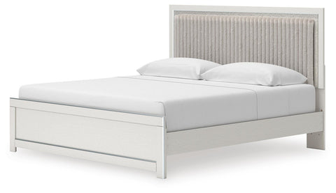Zuraleus Upholstered Panel Platform Bed, Dresser and Mirror